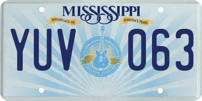 MS license plate YUV063