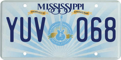 MS license plate YUV068