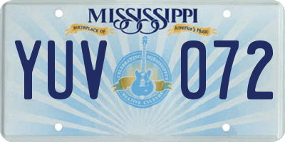 MS license plate YUV072