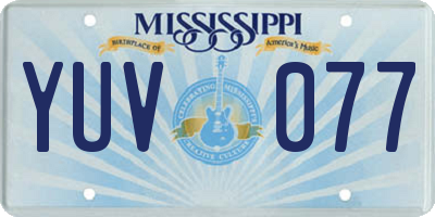 MS license plate YUV077
