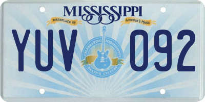 MS license plate YUV092
