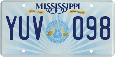 MS license plate YUV098