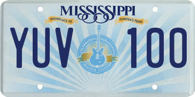 MS license plate YUV100