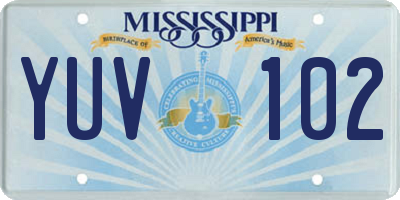 MS license plate YUV102