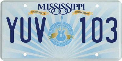 MS license plate YUV103