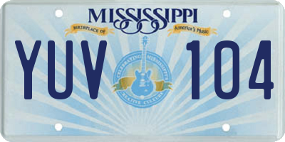 MS license plate YUV104
