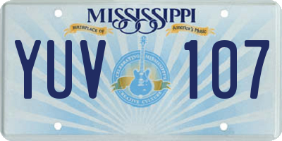 MS license plate YUV107