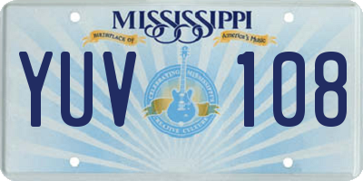 MS license plate YUV108