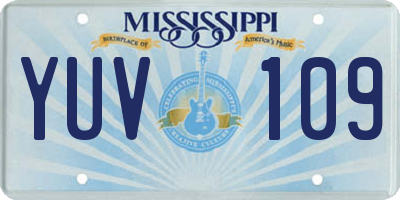 MS license plate YUV109