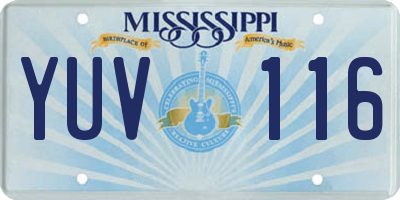 MS license plate YUV116