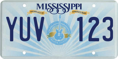 MS license plate YUV123