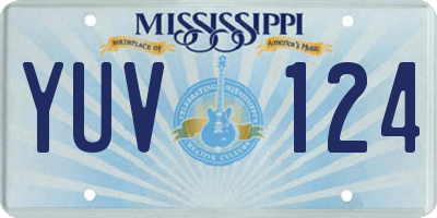 MS license plate YUV124