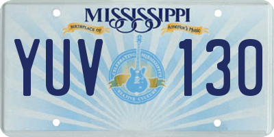 MS license plate YUV130