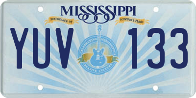 MS license plate YUV133