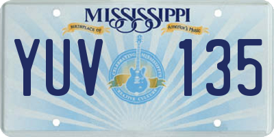 MS license plate YUV135