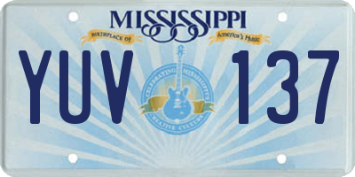 MS license plate YUV137