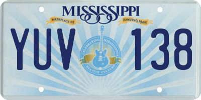 MS license plate YUV138