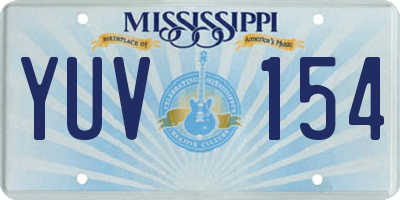 MS license plate YUV154
