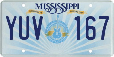 MS license plate YUV167