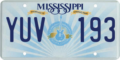 MS license plate YUV193