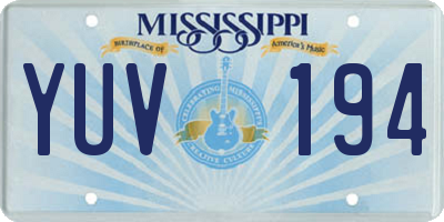 MS license plate YUV194