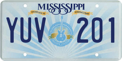 MS license plate YUV201