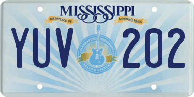 MS license plate YUV202
