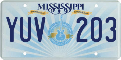 MS license plate YUV203