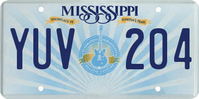 MS license plate YUV204