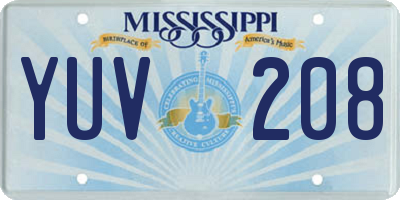 MS license plate YUV208