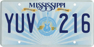 MS license plate YUV216