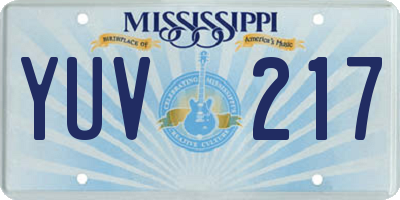 MS license plate YUV217
