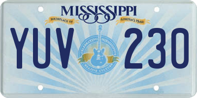 MS license plate YUV230