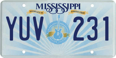 MS license plate YUV231