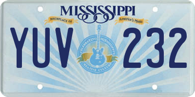 MS license plate YUV232