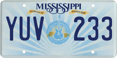 MS license plate YUV233
