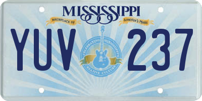 MS license plate YUV237