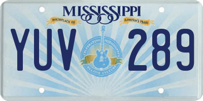 MS license plate YUV289