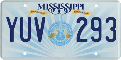 MS license plate YUV293