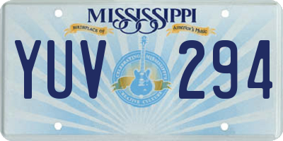 MS license plate YUV294