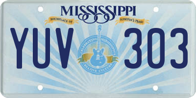MS license plate YUV303