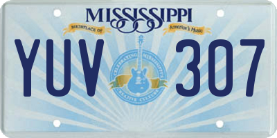 MS license plate YUV307
