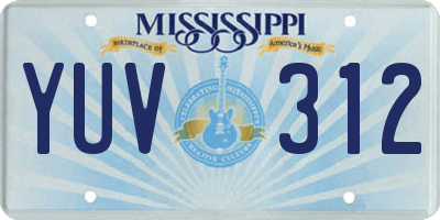 MS license plate YUV312
