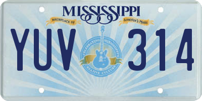 MS license plate YUV314