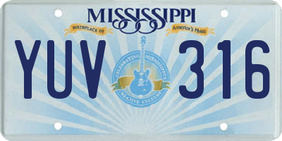 MS license plate YUV316