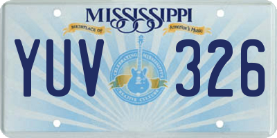 MS license plate YUV326
