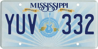 MS license plate YUV332