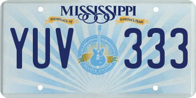 MS license plate YUV333