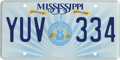 MS license plate YUV334
