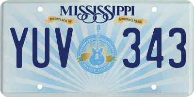 MS license plate YUV343